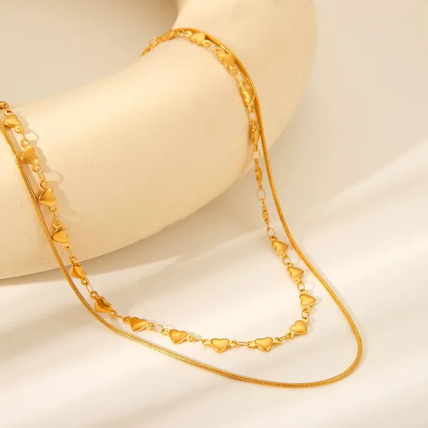 Gold_Dual_Layer_Loving_Heart_Necklace_For_Women